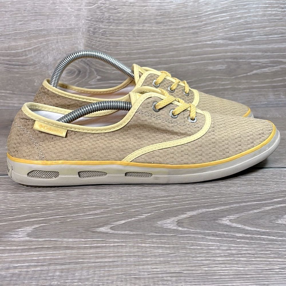Columbia Vulc n’ Vent Tan Yellow Low Top Lace Mesh Women’s Size 10 Comfort Shoes